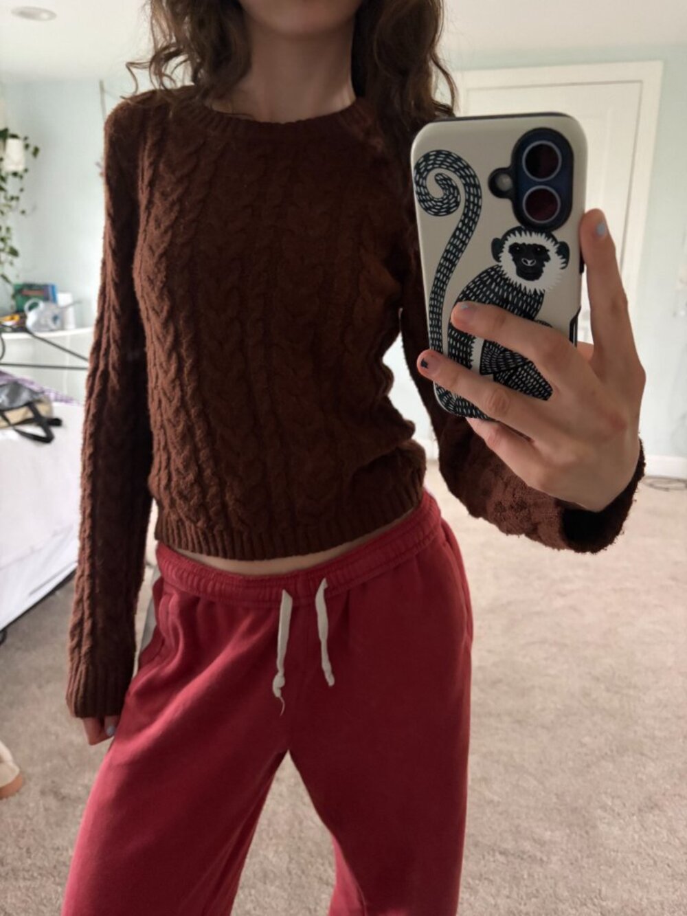 American Eagle Brown Cable Knit Sweater